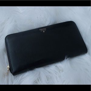 Fossil Wallet Black Leather with Card Holders